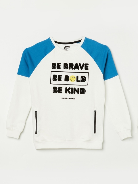 

Fame Forever by Lifestyle Boys Off White & Blue Printed Sweatshirt