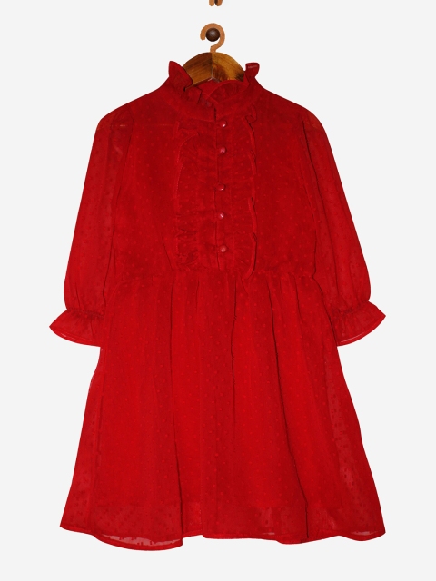 

KiddoPanti Girls Red Georgette Dress
