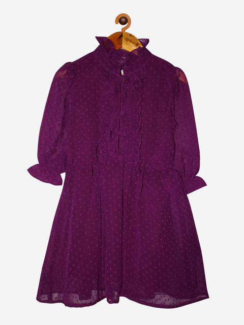 

KiddoPanti Purple Georgette Dress