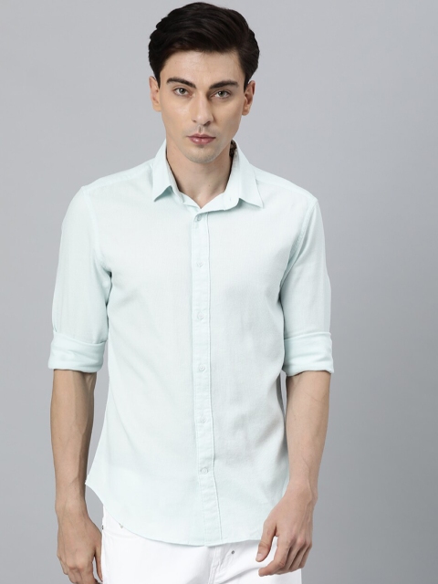 

RARE RABBIT Men Turquoise Blue Slim Fit Solid Casual Shirt