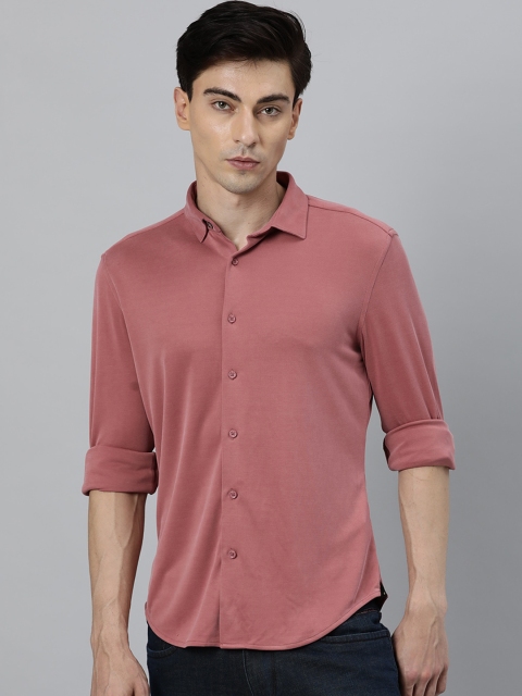 

RARE RABBIT Men Pink Slim Fit Solid Casual Shirt
