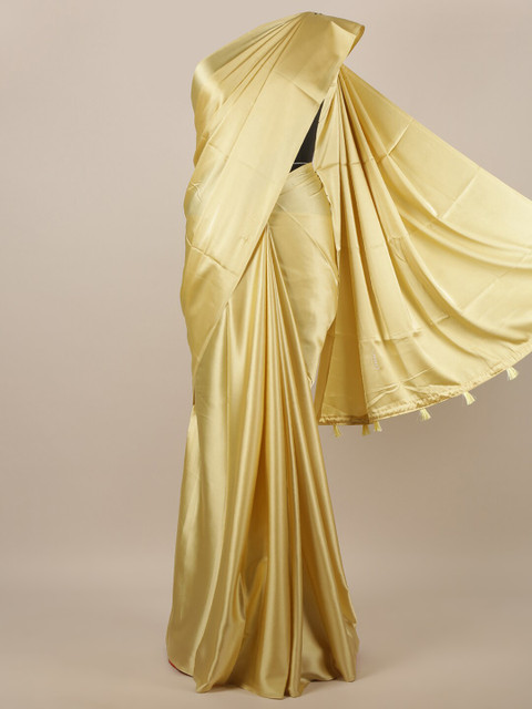 

Pothys Gold-Coloured Satin Saree