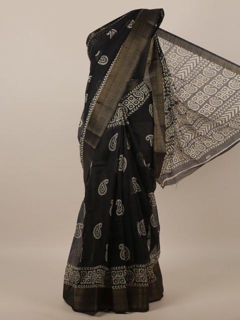 

Pothys Black & Brown Paisley Zari Saree