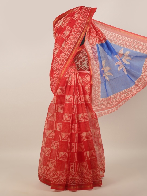 

Pothys Red & Beige Printed Zari Saree