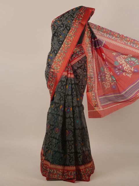 

Pothys Black & Orange Floral Saree