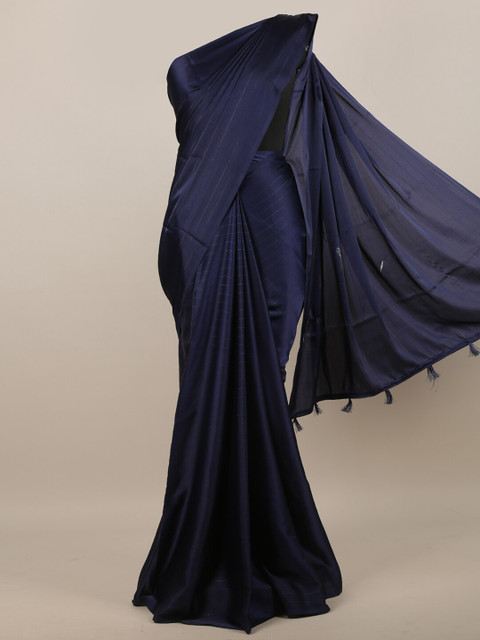 

Pothys Blue Striped Satin Saree