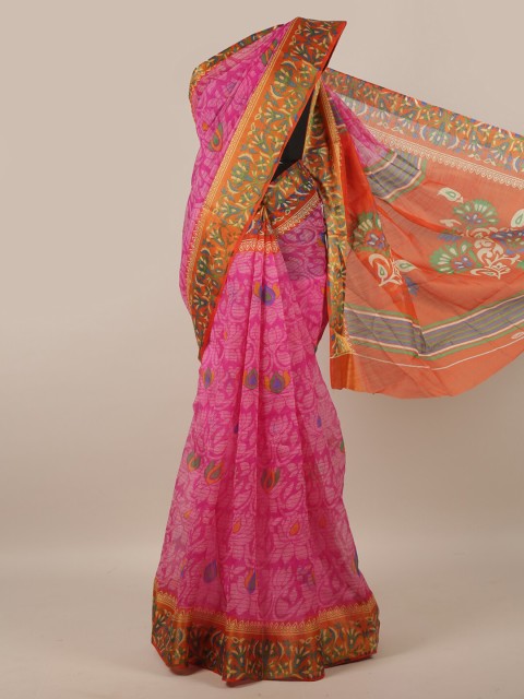 

Pothys Women Pink Printed Cotton Blend Saree