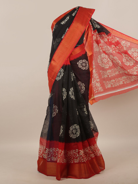 

Pothys Black & Red Ethnic Motifs Zari Saree
