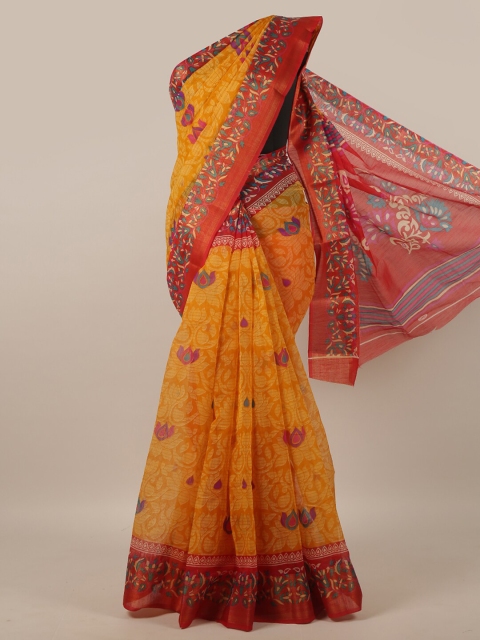 

Pothys Yellow & Red Floral Saree