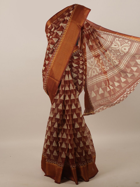 

Pothys Brown & Off White Batik Saree