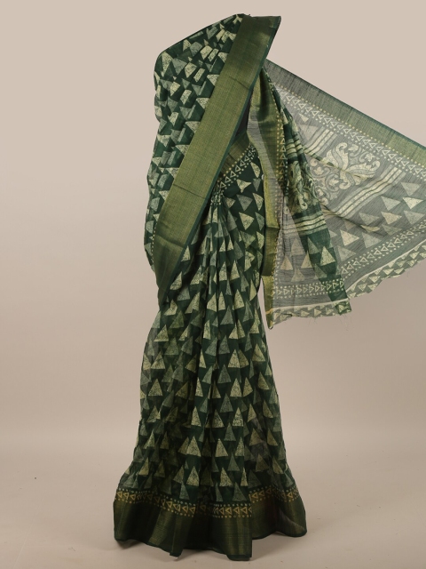 

Pothys Green & Off White Zari Saree