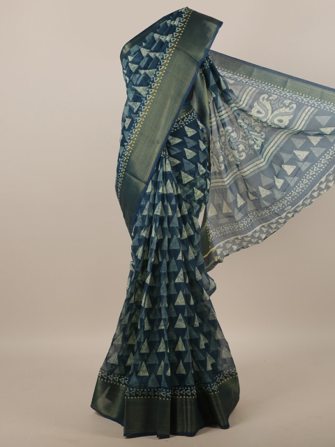

Pothys Blue & Cream-Coloured Printed Zari Saree
