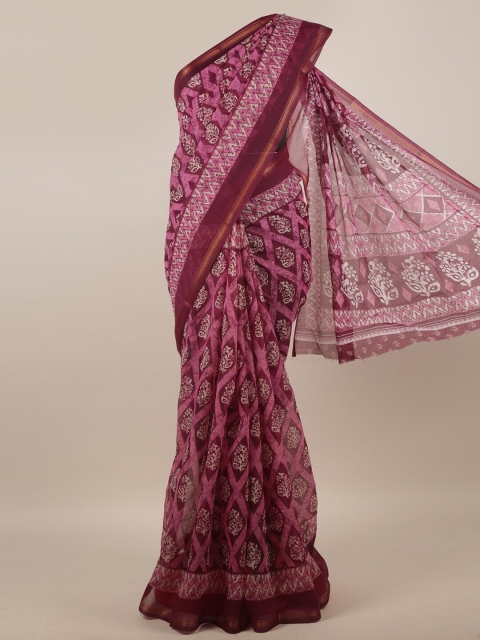 

Pothys Pink & White Floral Zari Saree