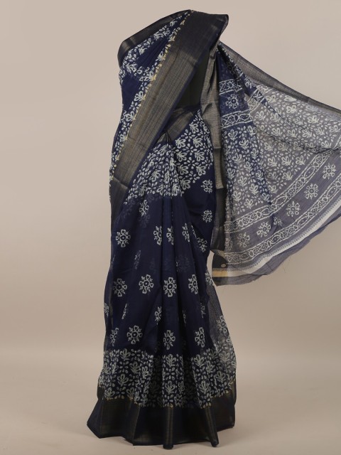 

Pothys Blue & Gold-Toned Ethnic Motifs Zari Saree