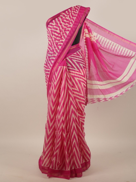 

Pothys Pink & Cream-Coloured Zari Saree