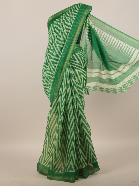 

Pothys Green & Gold-Toned Zari Saree