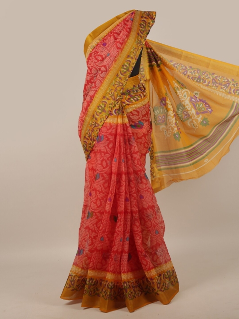 

Pothys Red & Yellow Ethnic Motifs Saree