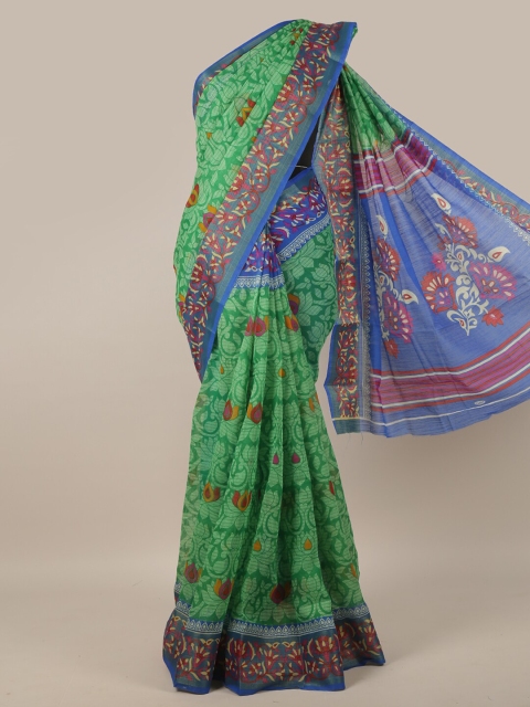 

Pothys Green & Blue Ethnic Motifs Cotton Blend Saree