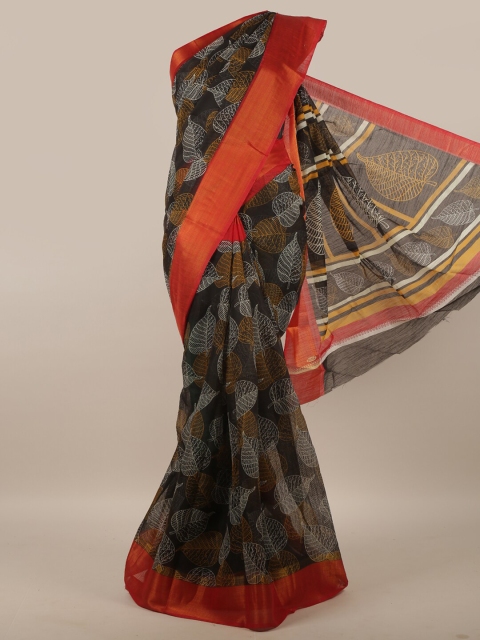 

Pothys Black & Red Floral Zari Saree