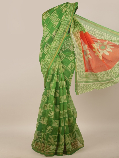 

Pothys Green Batik Saree