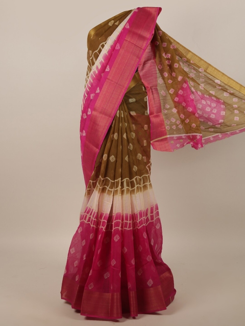 

Pothys Brown & Pink Floral Zari Saree