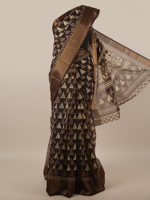 

Pothys Brown & Off White Printed Saree