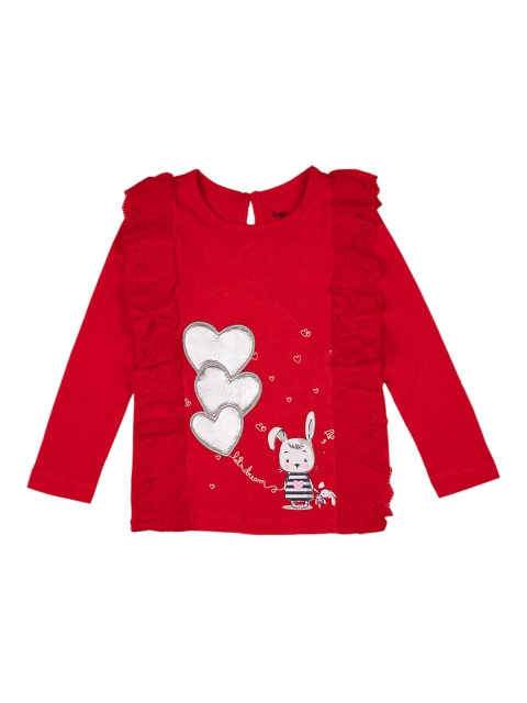 

Disney Girls Red & White Graphic Printed Pure Cotton Sweater Dress