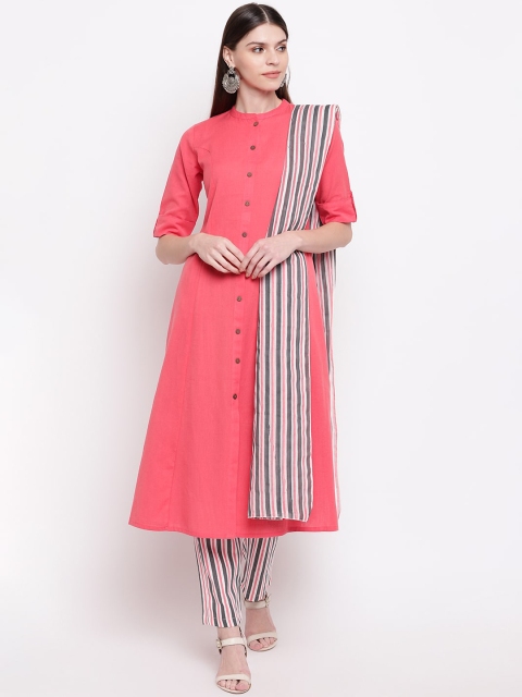 

Palakh Women Peach-Coloured Regular Pure Cotton Kurta with Trousers & With Dupatta