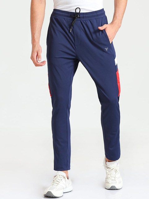 

POKER ACTIVE Men Navy Blue & Red Dry-Fit Track Pants