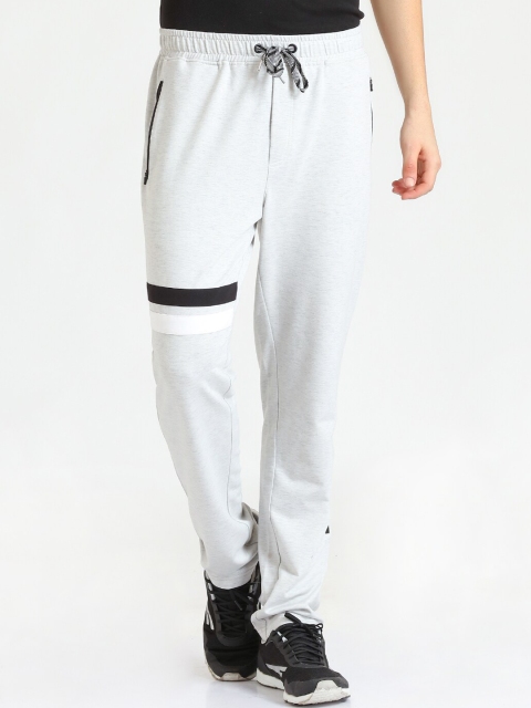 

POKER ACTIVE Men Grey & Black Colourblocked Regular Fit Track Pants