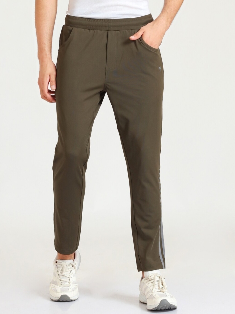

POKER ACTIVE Men Olive Green Solid Track Pants