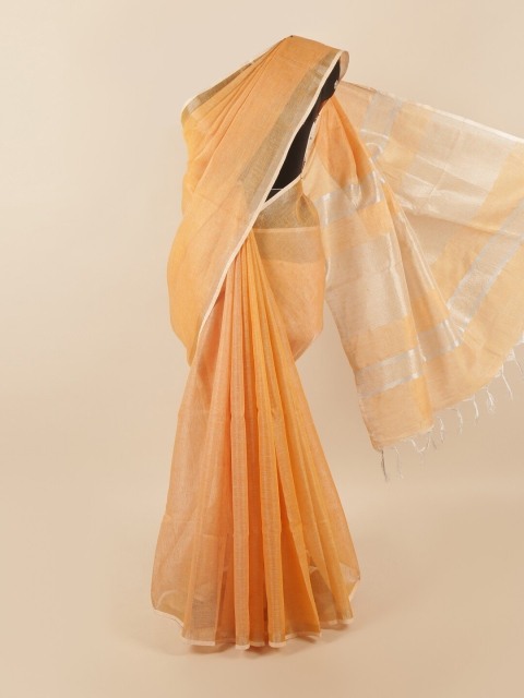 

Pothys Orange Zari Linen Blend Saree