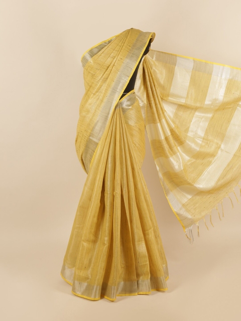 

Pothys Mustard Yellow Zari Linen Blend Saree