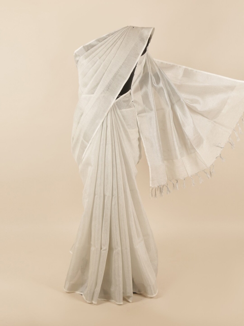

Pothys Silver-Toned Woven Designed Linen Blend Saree
