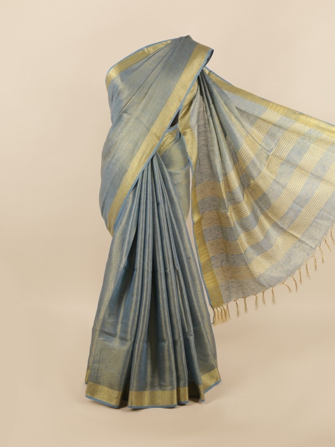 

Pothys Blue & Gold-Toned Linen Blend Saree