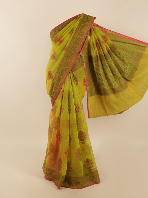 

Pothys Green Floral Supernet Saree