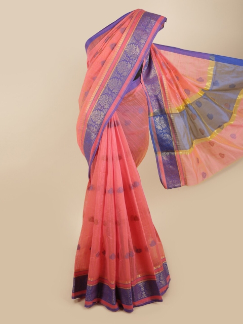 

Pothys Pink & Blue Woven Design Zari Saree