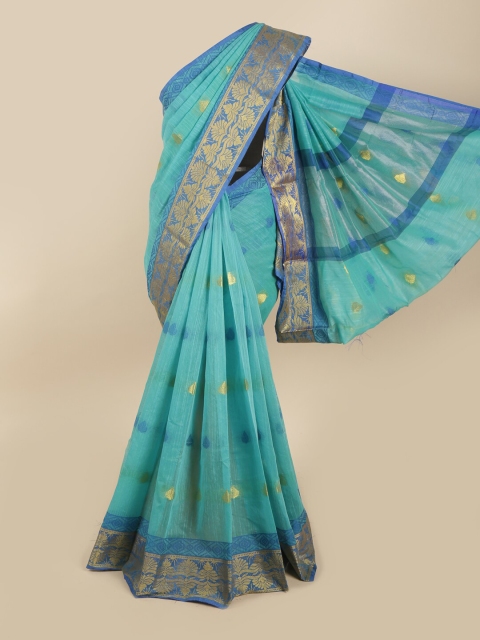 

Pothys Blue & Gold-Toned Woven Design Zari Saree