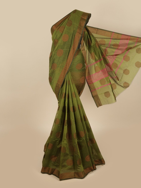 

Pothys Green & Brown Floral Zari Saree