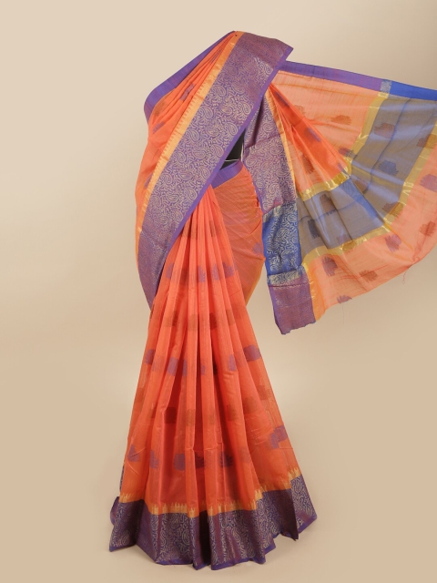 

Pothys Orange & Blue Woven Designed Cotton Blend Saree