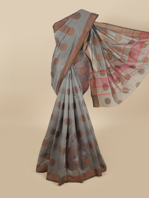 

Pothys Grey & Brown Floral Saree