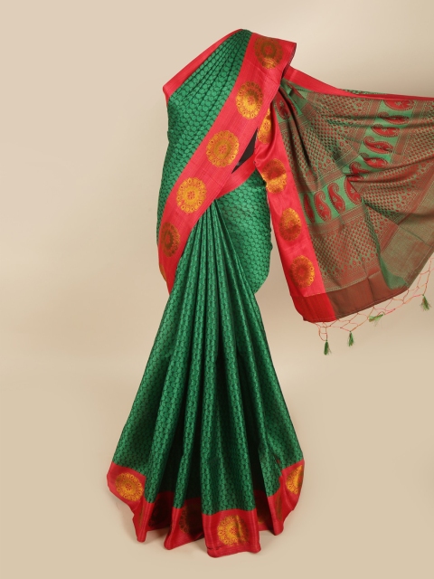 

Pothys Green & Red Paisley Art Silk Saree