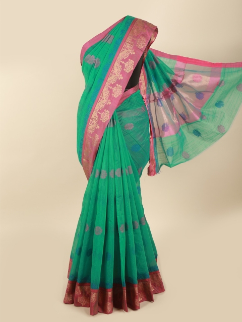 

Pothys Green & Gold-Toned Floral Saree