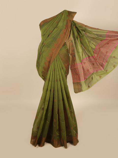 

Pothys Green & Brown Woven Design Saree