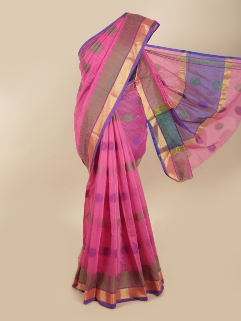 

Pothys Pink & Gold-Toned Woven Design Zari Saree