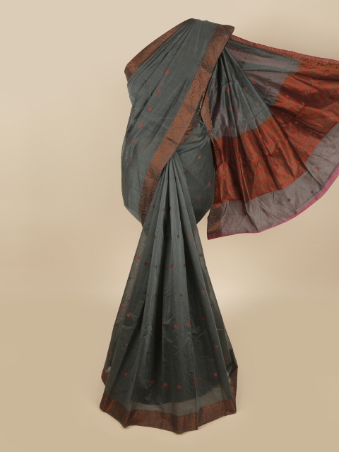 

Pothys Grey & Brown Floral Saree