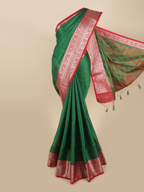 

Pothys Green & Silver-Toned Woven Design Zari Art Silk Saree