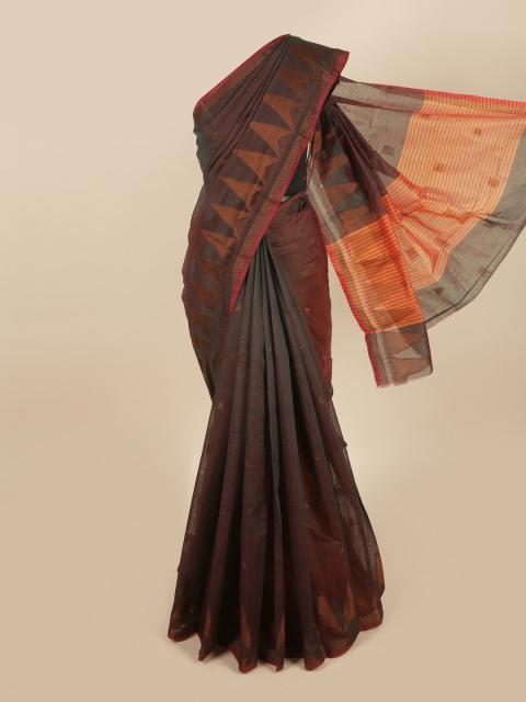 

Pothys Brown & Copper-Toned Zari Saree