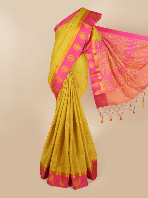 

Pothys Yellow & Pink Ethnic Motifs Zari Art Silk Saree