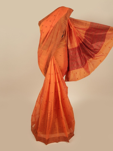 

Pothys Orange & Brown Woven Design Cotton Blend Saree